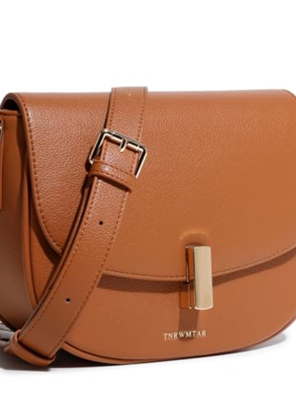 Faux Leather Crossbody Bag Gold-Tone Hardware Adjustable Strap Women